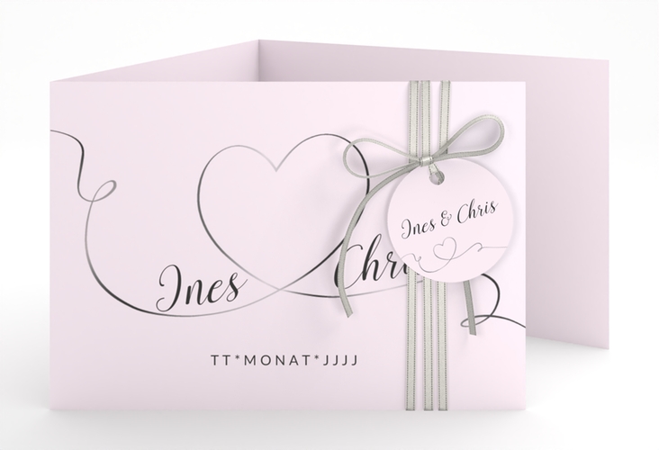 Hochzeitseinladung Dolce A6 Doppel-Klappkarte rosa hochglanz