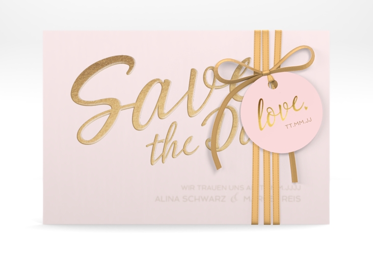 Save the Date Deckblatt Transparent "Glam" A6 Deckblatt transparent rosa