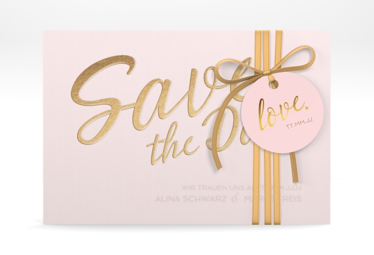 Save the Date Deckblatt Transparent Glam A6 Deckblatt transparent rosa