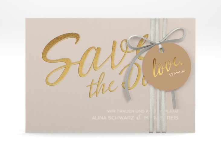 Save the Date Deckblatt Transparent "Glam" A6 Deckblatt transparent beige