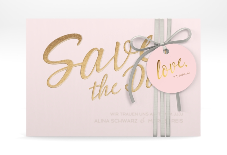 Save the Date Deckblatt Transparent Glam A6 Deckblatt transparent rosa