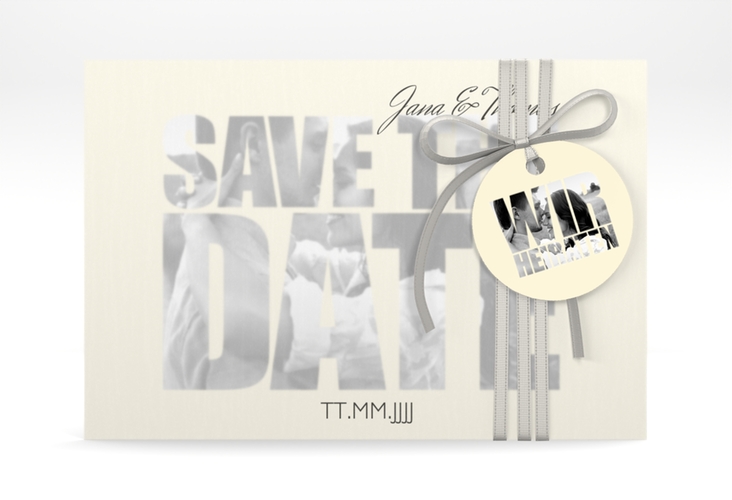 Save the Date Deckblatt Transparent Letters A6 Deckblatt transparent beige hochglanz