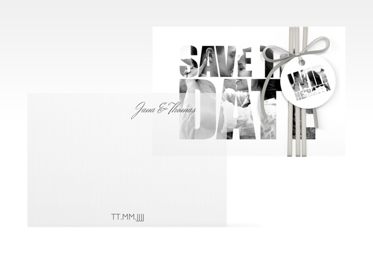 Save the Date Deckblatt Transparent Letters A6 Deckblatt transparent weiss hochglanz