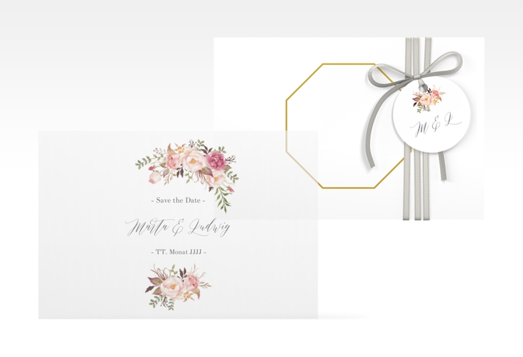 Save the Date Deckblatt Transparent "Prachtvoll" DIN A6 Deckblatt transparent weiss