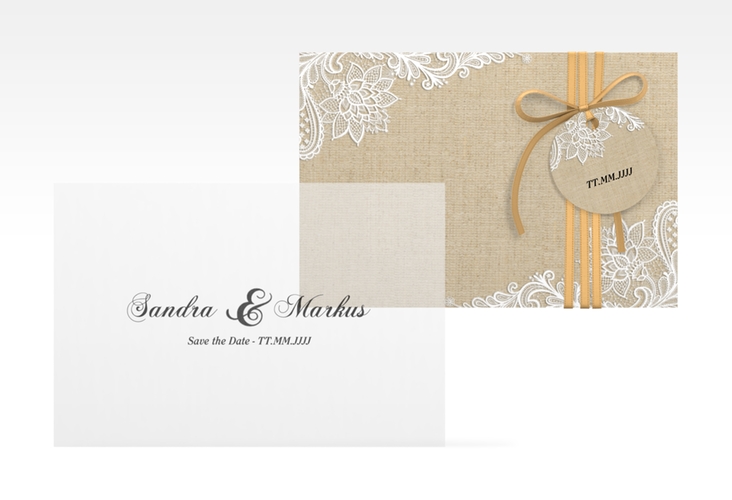 Save the Date Deckblatt Transparent "Lace" A6 Deckblatt transparent