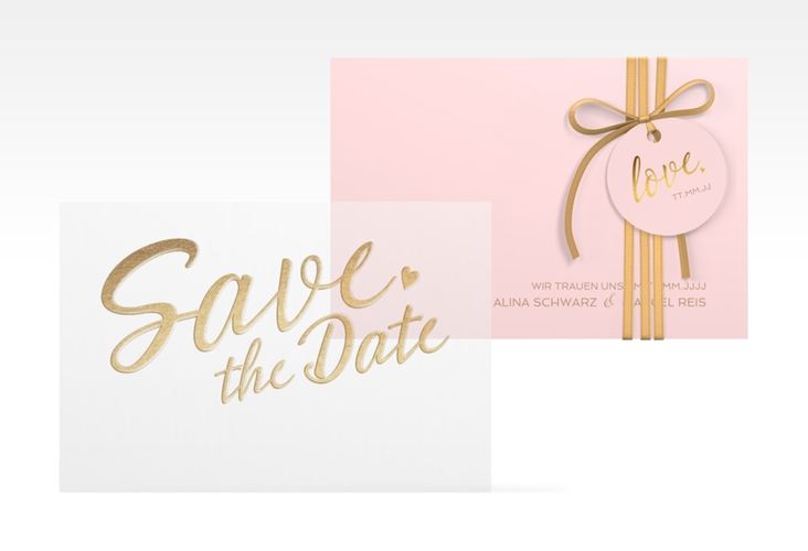 Save the Date Deckblatt Transparent Glam A6 Deckblatt transparent rosa