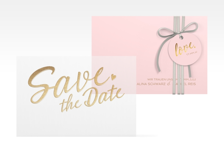 Save the Date Deckblatt Transparent Glam A6 Deckblatt transparent rosa