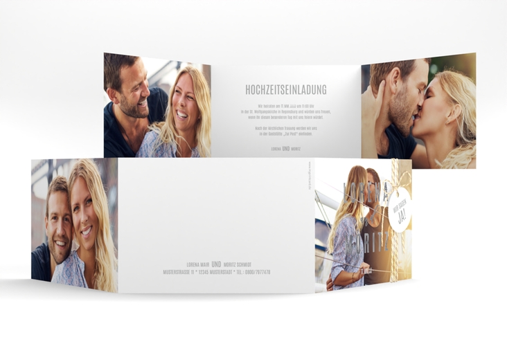 Hochzeitseinladung Memory A6 Doppel-Klappkarte silber