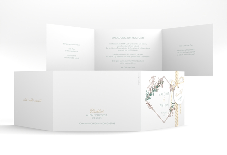 Hochzeitseinladung Verde A6 Doppel-Klappkarte rosegold