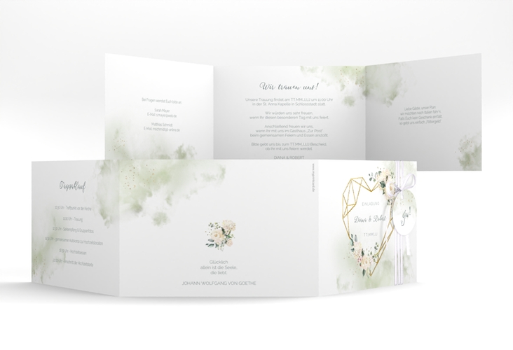 Hochzeitseinladung Adore A6 Doppel-Klappkarte gold