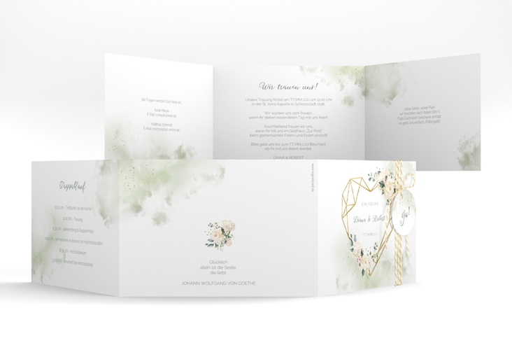 Hochzeitseinladung Adore A6 Doppel-Klappkarte gold
