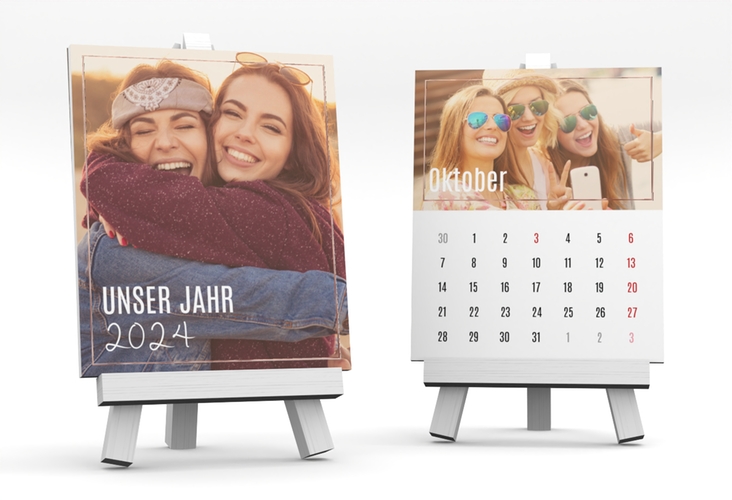 Foto-Tischkalender Zeitpunkt Kalenderblatt-Karte beige rosegold