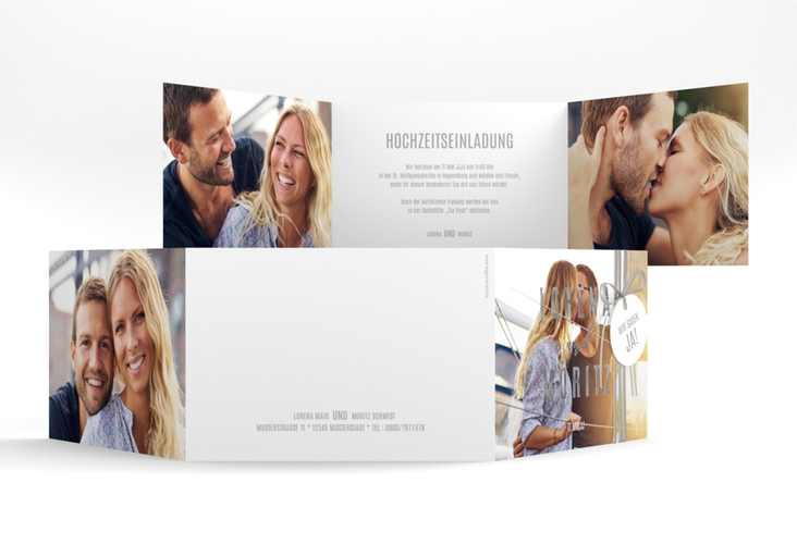 Hochzeitseinladung Memory A6 Doppel-Klappkarte silber