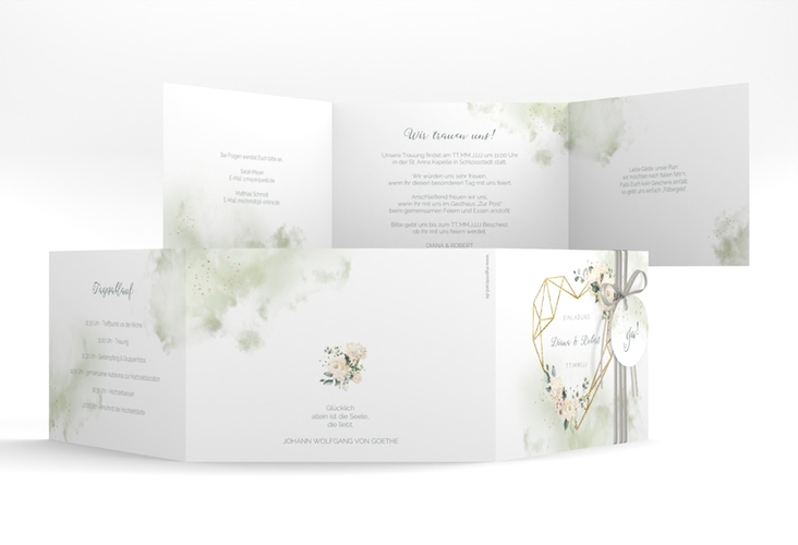 Hochzeitseinladung Adore A6 Doppel-Klappkarte gold