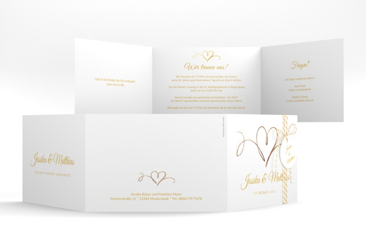 Hochzeitseinladung Envie A6 Doppel-Klappkarte gold rosegold