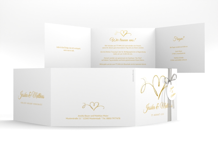 Hochzeitseinladung Envie A6 Doppel-Klappkarte gold gold