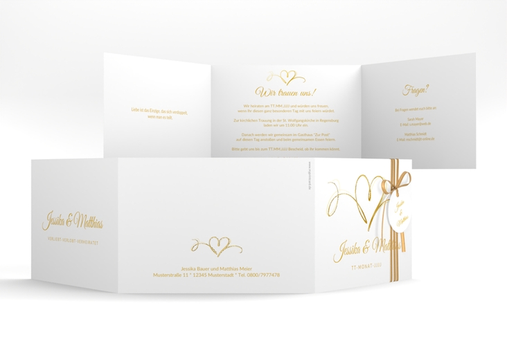 Hochzeitseinladung Envie A6 Doppel-Klappkarte gold gold