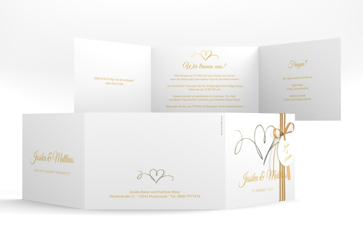 Hochzeitseinladung Envie A6 Doppel-Klappkarte gold silber