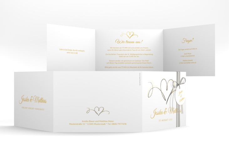 Hochzeitseinladung Envie A6 Doppel-Klappkarte gold silber