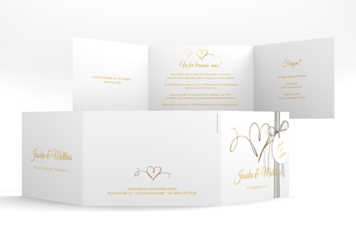 Hochzeitseinladung Envie A6 Doppel-Klappkarte gold rosegold