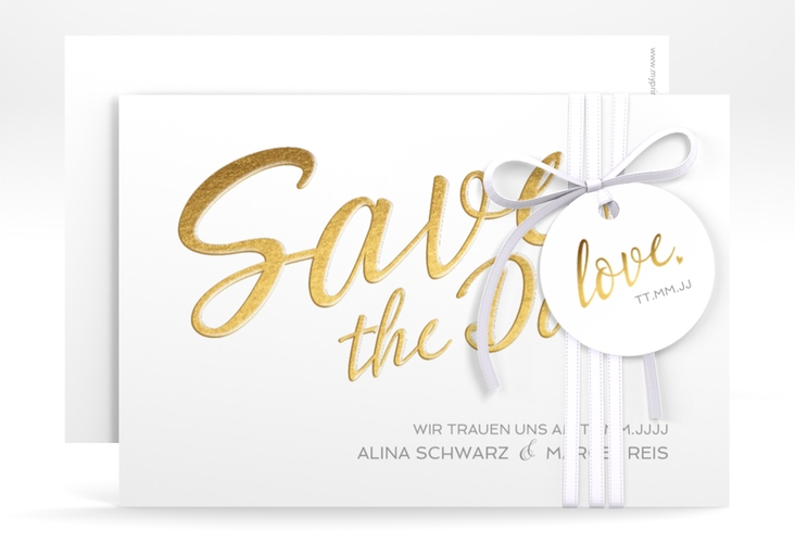Save the Date-Karte Glam A6 Karte quer weiss