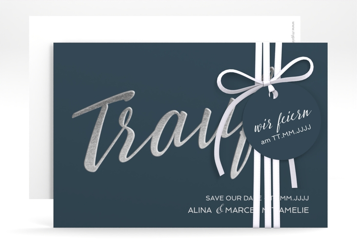 Save the Date-Karte Traufe A6 Karte quer blau hochglanz
