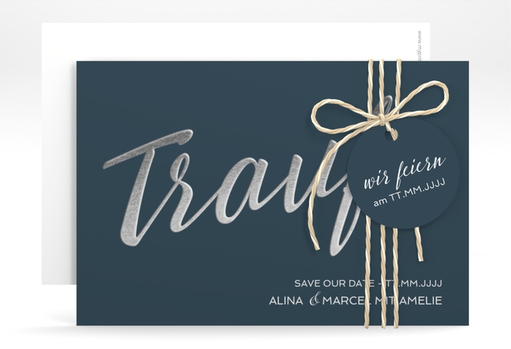 Save the Date-Karte Traufe A6 Karte quer blau hochglanz