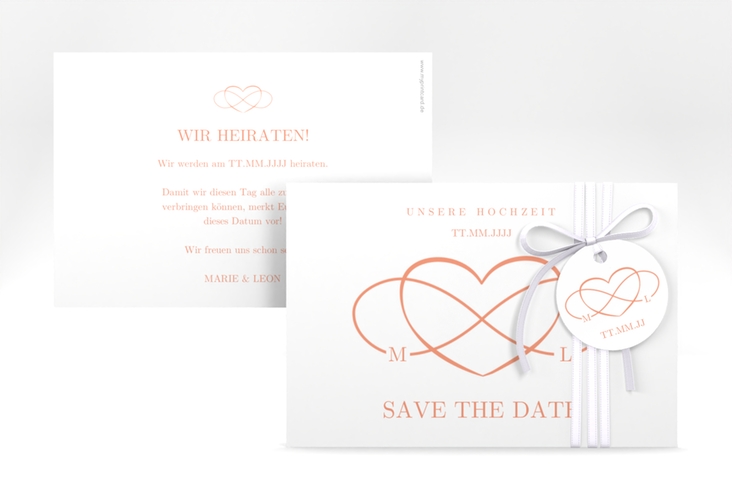 Save the Date-Karte Infinity A6 Karte quer apricot hochglanz