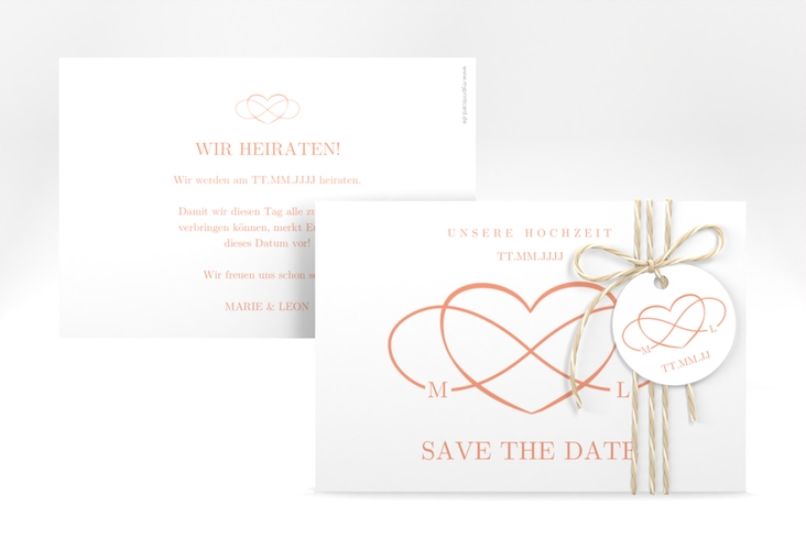 Save the Date-Karte Infinity A6 Karte quer apricot hochglanz