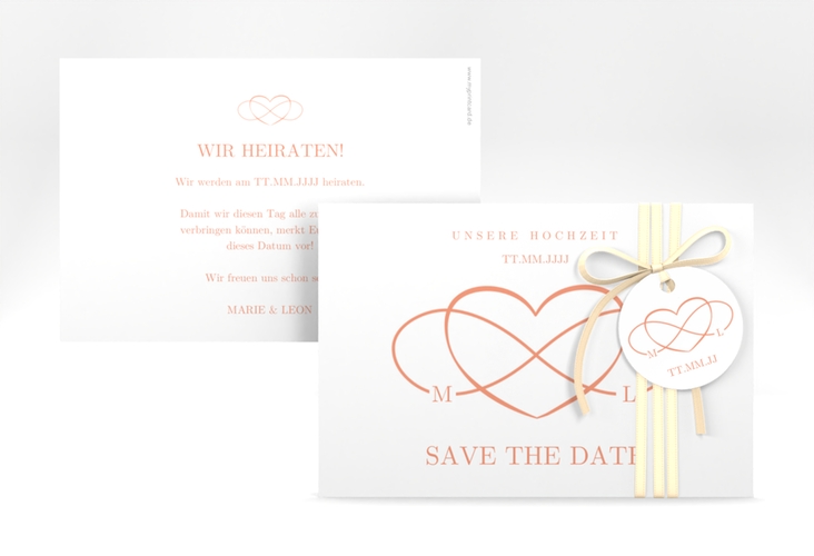 Save the Date-Karte Infinity A6 Karte quer apricot hochglanz