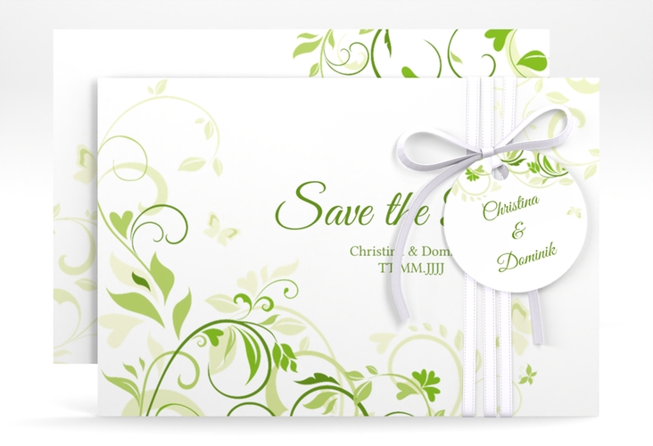Save the Date-Karte Lilly A6 Karte quer gruen hochglanz