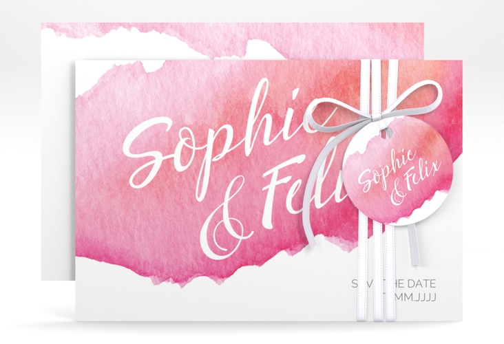 Save the Date-Karte Aquarella A6 Karte quer rot