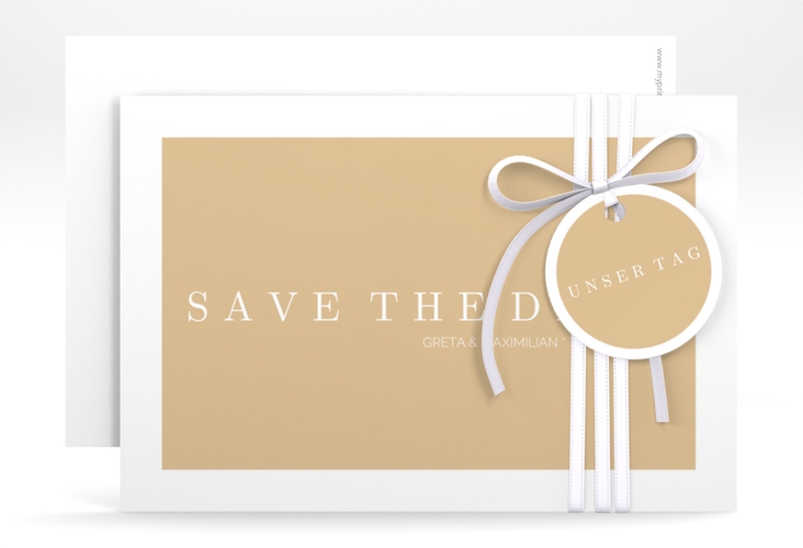Save the Date-Karte Simply A6 Karte quer beige hochglanz