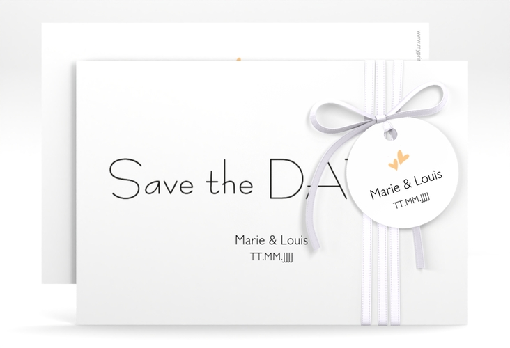 Save the Date-Karte Hochzeit Twohearts A6 Karte quer beige hochglanz
