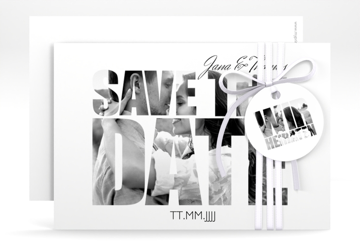 Save the Date-Karte Hochzeit Letters A6 Karte quer weiss hochglanz