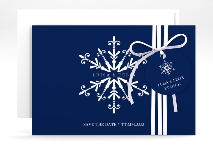 Save the Date-KarteCrystal A6 Karte quer mit Eiskristall