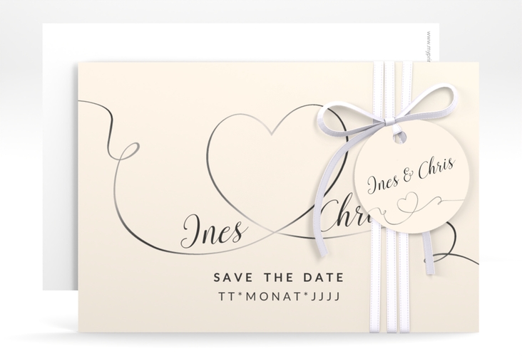 Save the Date-Karte Hochzeit Dolce A6 Karte quer beige hochglanz