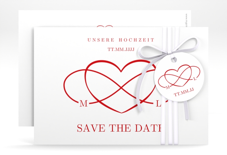 Save the Date-Karte Infinity A6 Karte quer rot hochglanz