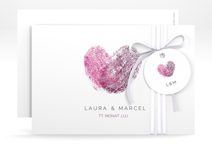 Save the Date-Karte Fingerprint A6 Karte quer schlicht mit Fingerabdruck-Motiv