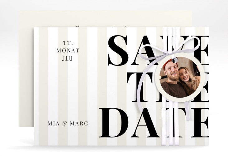 Save the Date-Karte Streifen A6 Karte quer beige hochglanz