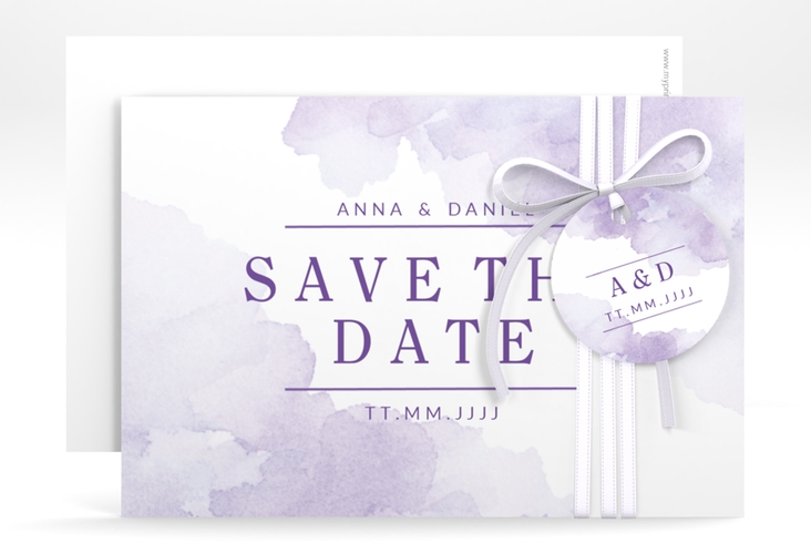 Save the Date-Karte Blush A6 Karte quer lila