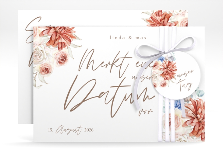 Save the Date-Karte Flowercloud A6 Karte quer bunt hochglanz