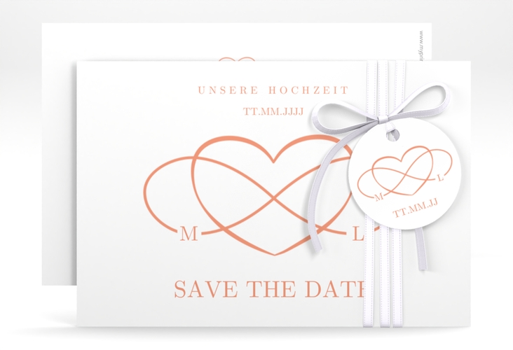 Save the Date-Karte Infinity A6 Karte quer apricot hochglanz