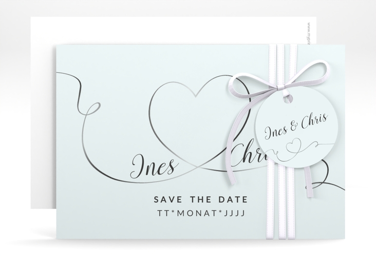 Save the Date-Karte Hochzeit Dolce A6 Karte quer tuerkis hochglanz