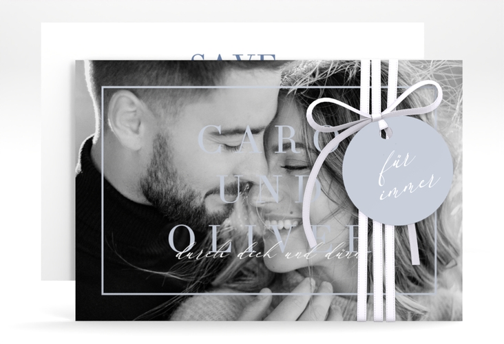 Save the Date-Karte Moment A6 Karte quer blau hochglanz
