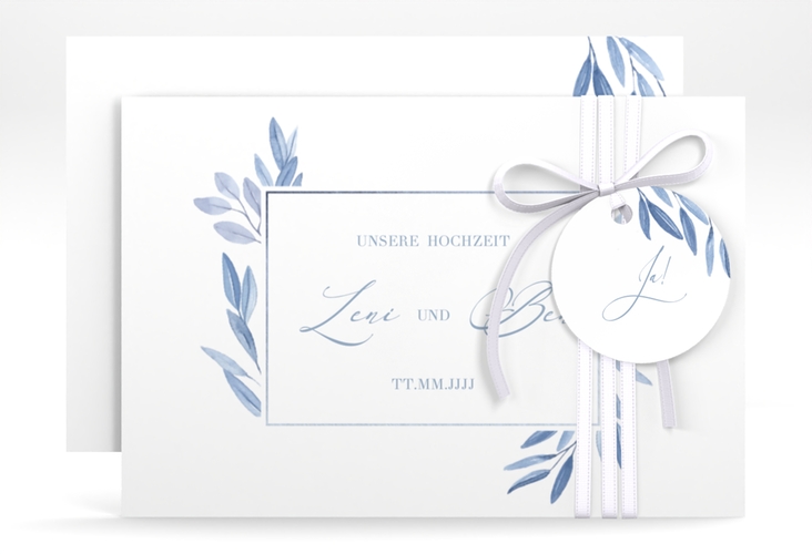 Save the Date-Karte Classicblue A6 Karte quer weiss hochglanz