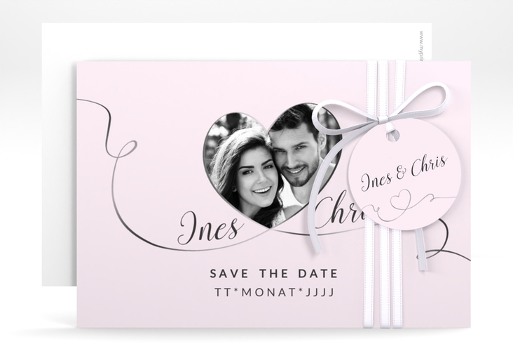 Save the Date-Karte Hochzeit Dolce A6 Karte quer rosa hochglanz