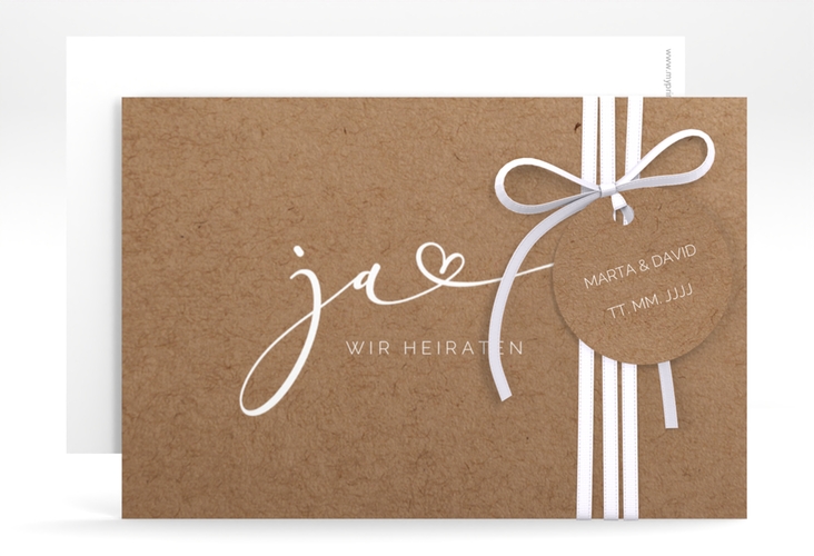 Save the Date-Karte Jawort A6 Karte quer hochglanz modern minimalistisch mit veredelter Aufschrift