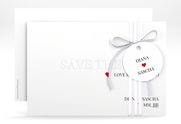 Save the Date-Karte Embossing A6 Karte quer rot hochglanz