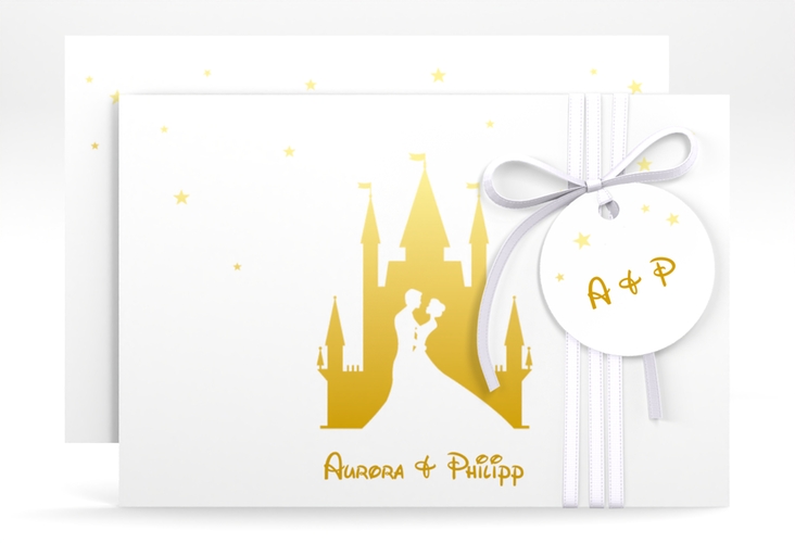 Save the Date-Karte Castle A6 Karte quer gold